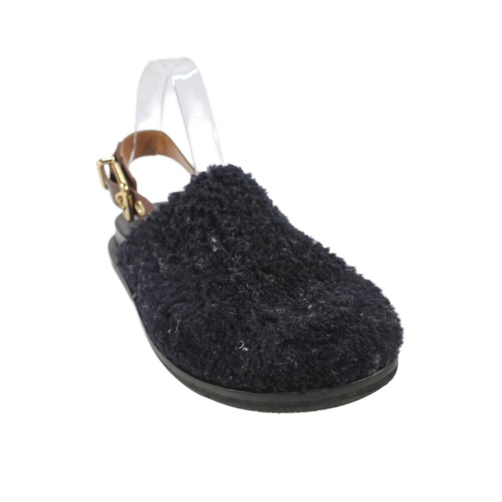 Marni Womens Sherpa Fussbett Buckle Strap Mules Black Brown Size 8